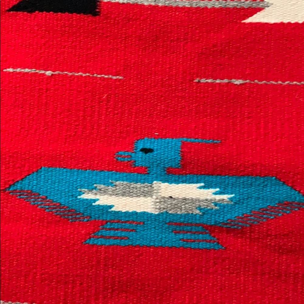 Vintage red thunderbird woven tapestry - Picture 2 of 2